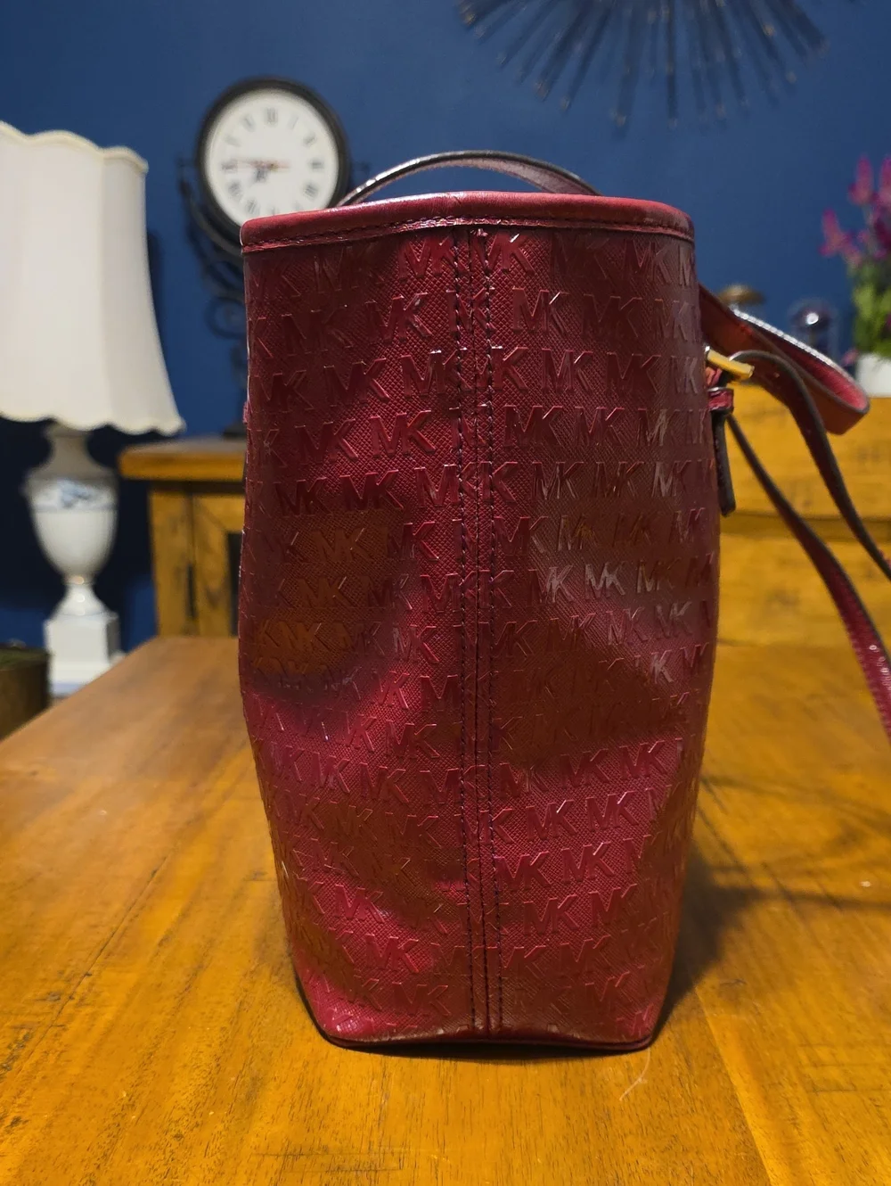 Michael Kors Burgundy Jet Set Charm Tote Bag